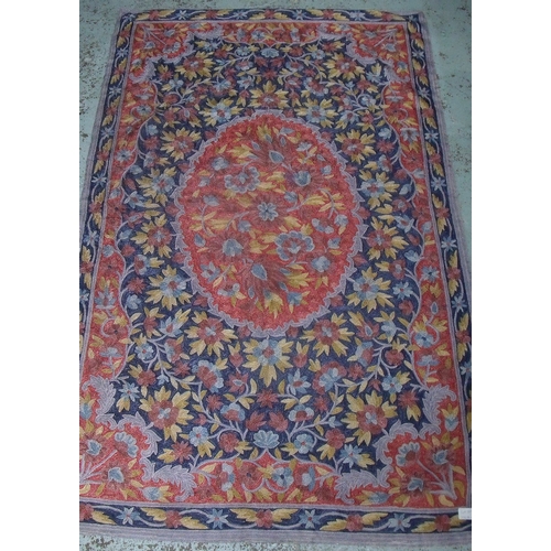 440 - Silk & wool Kashmiri hand chain stitched rug (146cm x 89cm)