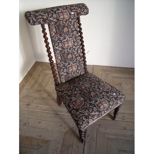 292 - Victorian Prei Dieu chair with barley twist supports