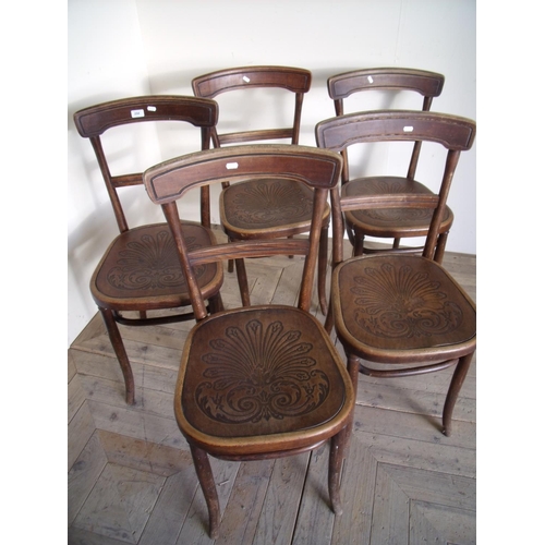 294 - Set of five Bentwood style dining chairs