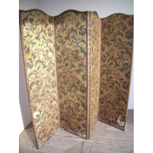 298 - Late Victorian four sectional folding room screen