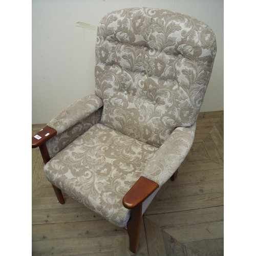 302 - Modern mahogany framed upholstered armchair
