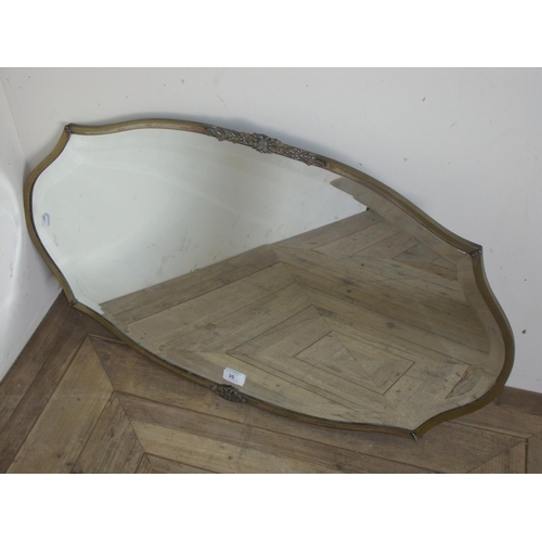 35 - Early 20th C bevelled edge oval wall mirror with silver plated frame