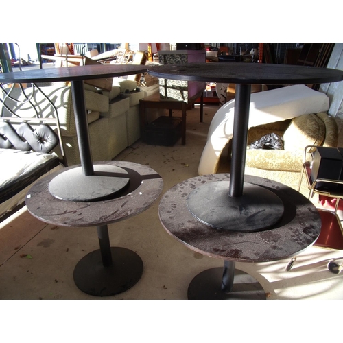 378 - Four pub/café circular top tables with metal bases (diameter 91cm)