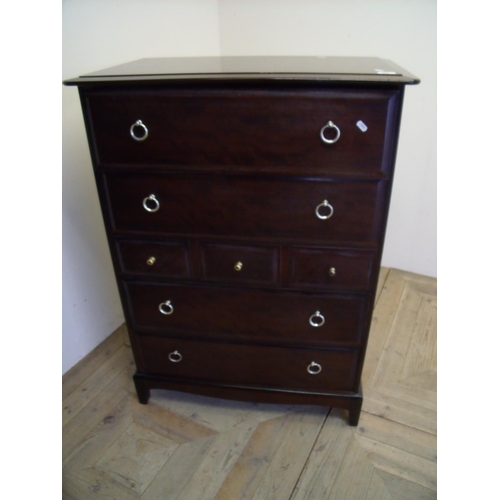 394 - Stag Minstrel combination chest comprising of two long drawers above three short and two long drawer... 