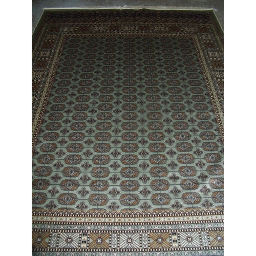 421 - Green ground Bokhara carpet (280cm x 200cm)