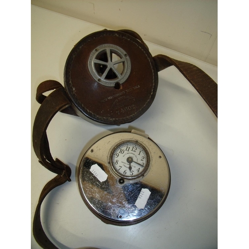 45 - Leather cased 'Day's Watchman's Tell Tale' clock by Thames MNFG. Co. Ltd London No 74602
