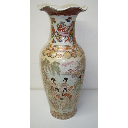 48 - Large 20th C Japanese Satsuma wear vase with flared rim (60cm high)