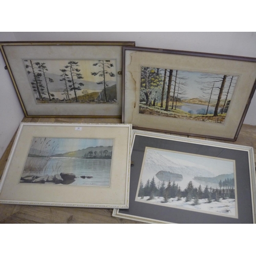 53 - Rydalwater, Thirlmere, two watercolours by Norman Jackson and two other watercolours by the same art... 