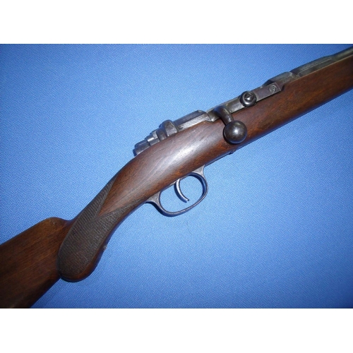 780 - Belgium Mauser type bolt action single barrelled 12 bore shotgun with 31 inch barrel and semi pistol... 