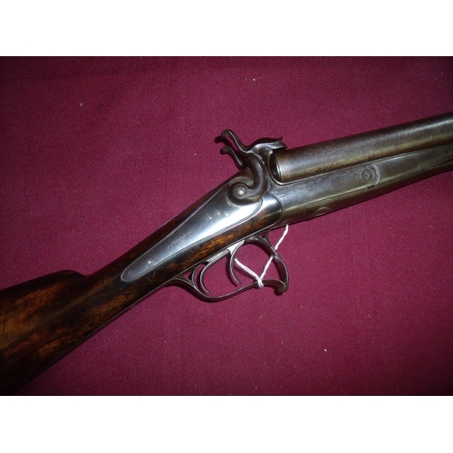 687 - Quality French double barrelled pin fire shotgun with back action plates inscribed Foucher & A Rouen... 