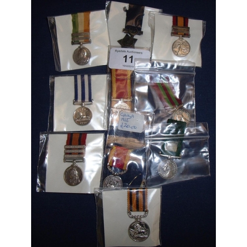 11 - Group of Victorian miniature medals including some re stripes, including Khedive's Star, Afghanistan... 