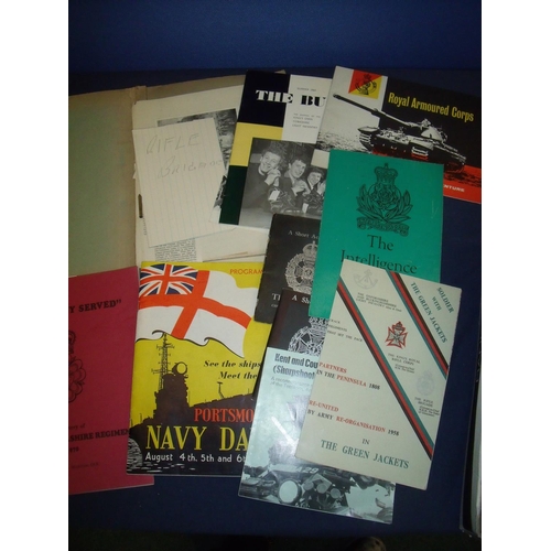 147 - Quantity of military ephemera including various booklets, pamphlets and a small research folder on v... 
