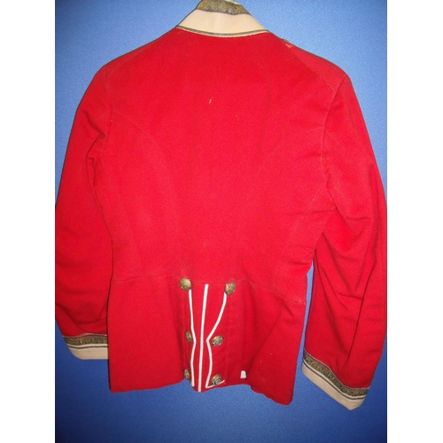 164 - Pre WWI Cheshire Regimental Officer's scarlet dress tunic with cream cuffs and collar with Captains ... 