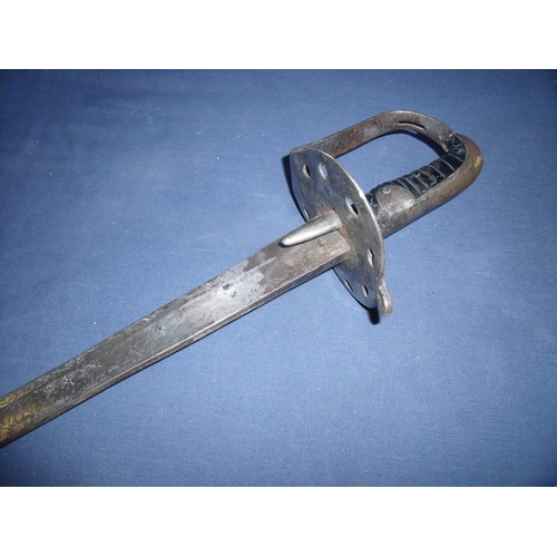 208 - 1796 pattern British heavy Cavalry sword with 34 1/2 inch straight single fullered broad blade (poor... 
