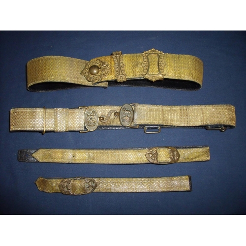 29 - Post 1902 Artillery officers full dress waist belt, sword straps and cross belt with gold laced band... 