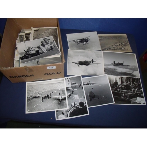 318 - Box containing a quantity of early aviation photographs and photographic prints including many origi... 