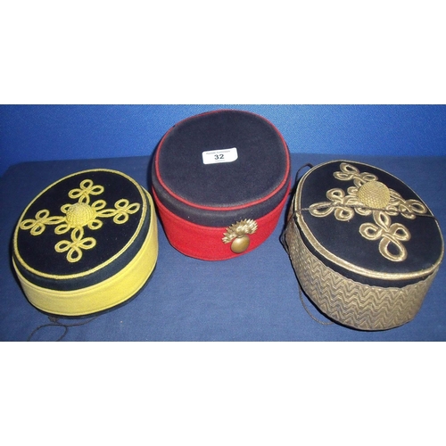 32 - Three Victorian pillbox hats including artillery and Yeomanry (3)