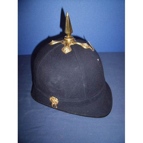 38 - Quality modern blue cloth Home Service pattern helmet with gilt metal mounts