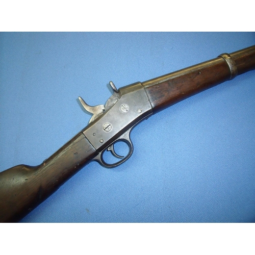 683 - Remington of Illinois N.Y. USA rolling block carbine rifle with 18 1/2 inch barrel with fixed fore s... 