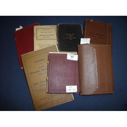 77 - Collection of six military related booklets and manuals, mostly WWI including Rifle and Field Exerci... 