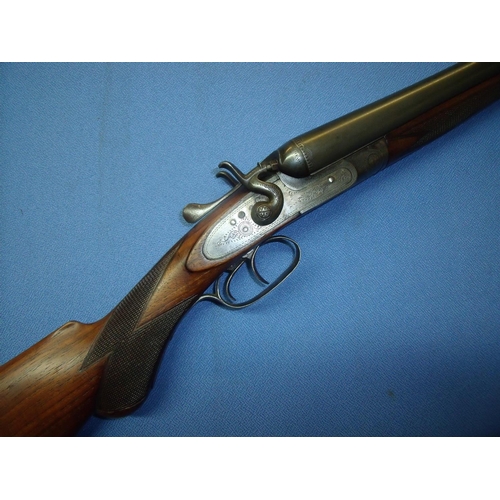 784 - J Shaw & Son of London 12 bore side by side hammer gun with 30 inch barrels and 14 inch pistol grip ... 