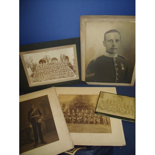 82 - Collection of five Victorian and post WWI framed and mounted photographic prints including unit phot... 