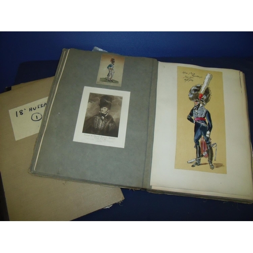 96 - Three large military historian/researchers albums of material relating to the 7th Hussars and the 18... 