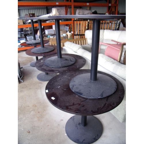 30 - Eight pub/café circular top tables with metal bases (diameter 91cm)