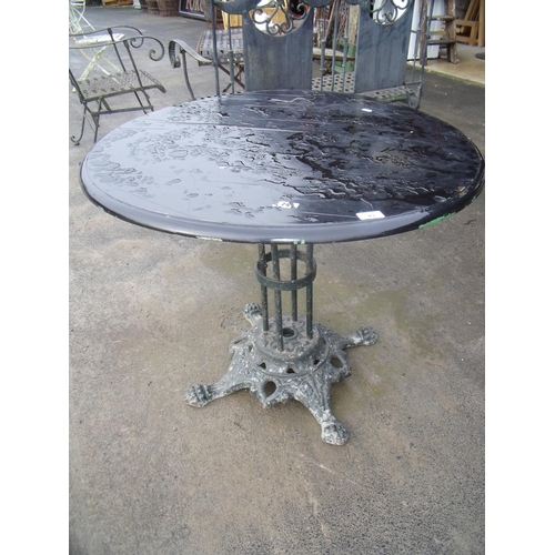 49 - Wooden circular pub style table on metal legs