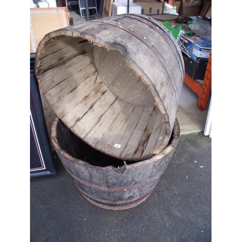 58 - Pair of coopered barrel planters