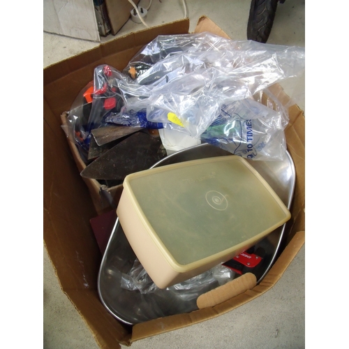 87 - Box containing a selection of various tools including trawls, various safety gloves etc