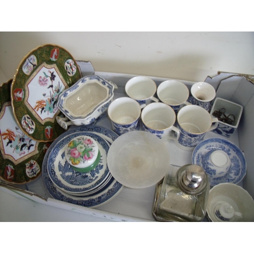 3 - Selection of 19th C and later ceramics including blue & white tea bowl & saucer, various old keys, a... 