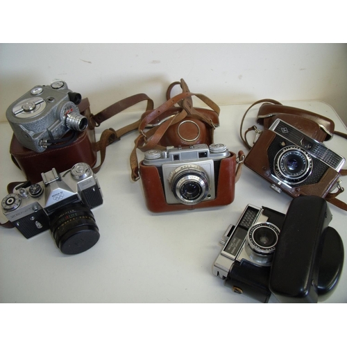 39 - Box of various vintage cameras including Franka , Zenith etc