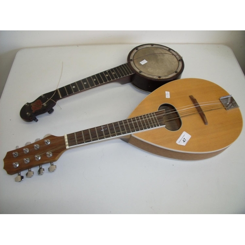 47 - Small Merry-Bright banjo and a flat back mandolin (2)