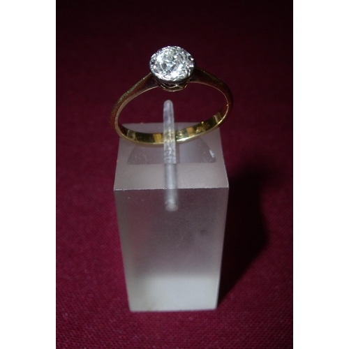 161 - 18ct gold diamond solitaire ring with old cut stone (approx. .5ct)