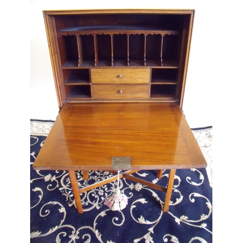 291 - Edwardian mahogany ladies secretaire cabinet with panel fall front revealing fitted interior on rect... 