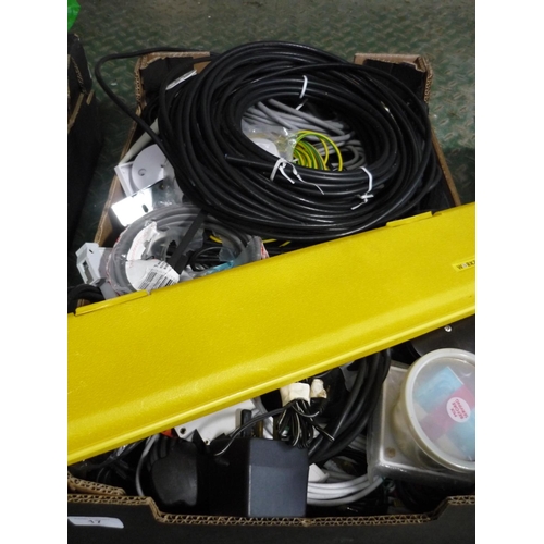 17 - Box containing a large selection of various electrical cables, power adaptors etc