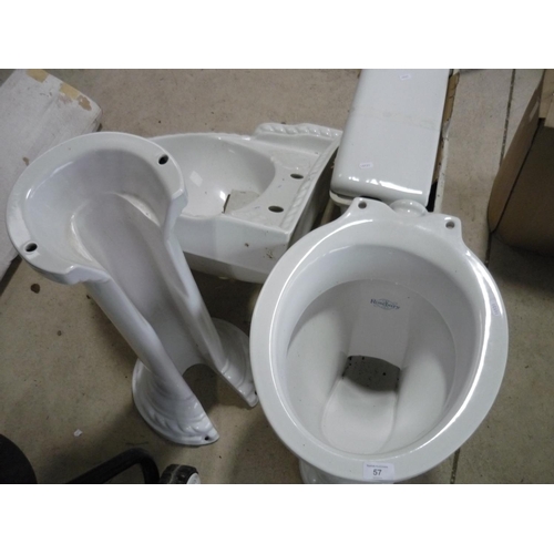 57 - Rosebury bathroom suite comprising of toilet system, sink and pedestal
