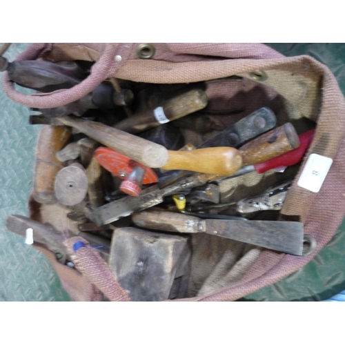 8 - Vintage tool bag containing a selection of various tools
