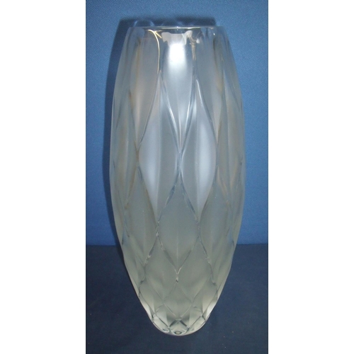 24 - Large Lalique glass vase with frosted detail (38.5cm high) signed to the base with original packing ... 