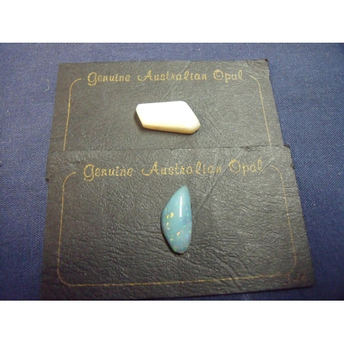 151 - Rectangular case containing two Australian opals (approx length 2cm)