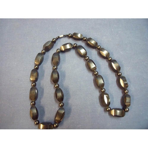 154 - Large Whitby jet faceted bead necklace (length 80cm)