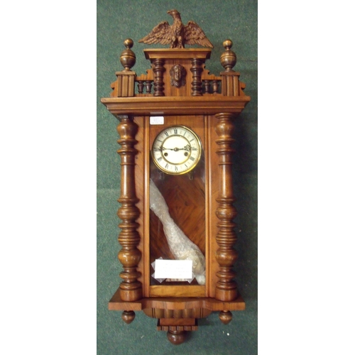 92c - Circa 1900 stamped two crossed arrows Hamburg American Clock Company Vienna regulator decorative ena... 