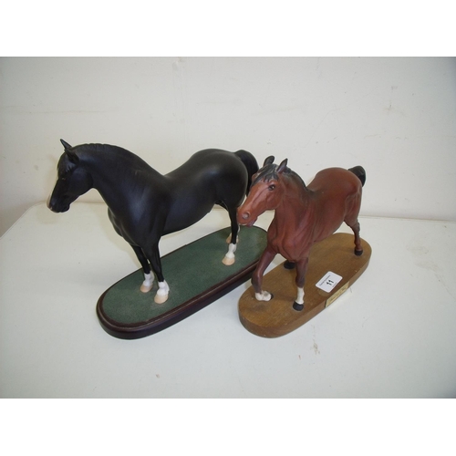 11 - Beswick mounted figure of a horse 'Spirit of Fire' and another similar of 'Welsh cob stallion' (2)