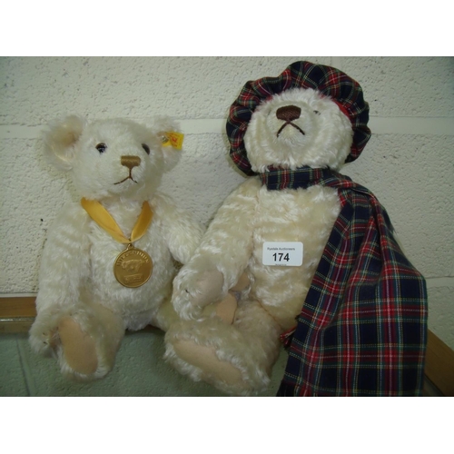 174 - Two modern Steiff teddy bears including Millenium Bear and a Scots tartan bear with growler (2)