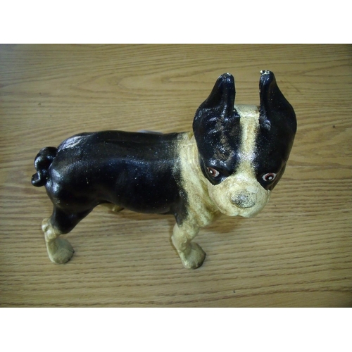 22 - Heavy cast metal figure of a French bulldog (25cm high)