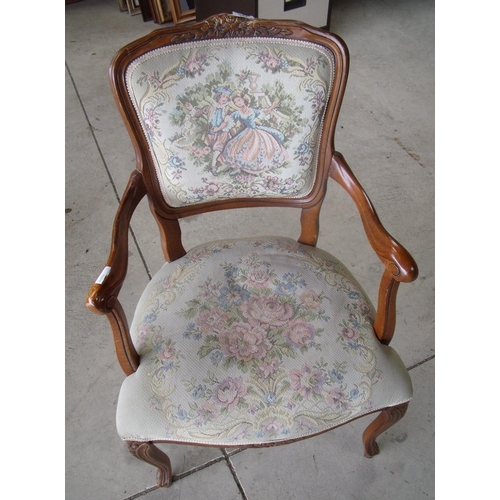 343 - French style armchair with needlework upholstered seat and back