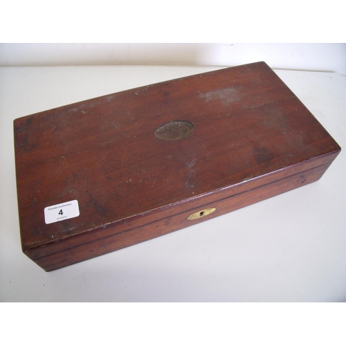 4 - Late 19th century mahogany cased surgeons box with fitted interior containing a selection of various... 