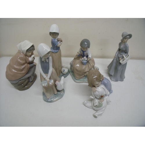 5 - Group of six Nao ceramic figures depicting various girls, children etc