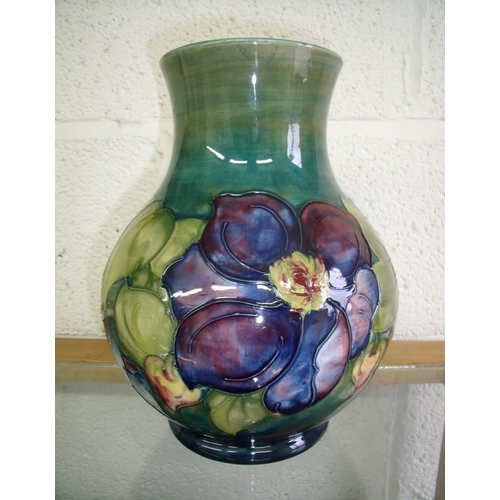 7 - Signed WM Moorcroft bulbous design floral pattern vase (height 24cm)